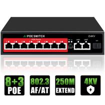 Switch PoE Ethernet Não Gerenciado STEAMEMO POE308G - 8 Portas PoE+ e 2 Uplinks