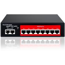 Switch PoE Gigabit Gerenciado STEAMEMO - 10 Portas, 8 PoE+ (120W)