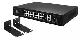 Switch Poe Híbrido 16 Portas Poe + 2 Portas Gigabit + 1 Sfp Kingster