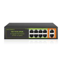 Switch PoE+ SICSOLINK Gigabit de 10 portas (8 portas PoE+, 2 uplink)