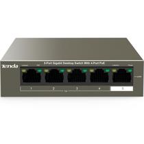 Switch PoE Tenda TEG1105P 5 portas Gigabit com 4 portas PoE+ @63W