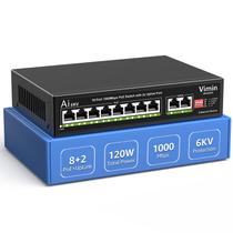 Switch PoE VIMIN de 10 portas Gigabit com 8 portas PoE+ extensão de 250 m