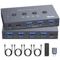 Switch USB 3.2, 4 computadores compartilham 4 periféricos, 10 Gbps, PVBCTCSID