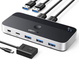 Switch USB UGREEN 4 Portas USB 3.0 para 2 Computadores - com Cabos