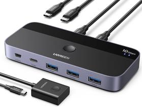 Switch USB UGREEN - Compartilhe 4 Portas USB 3.2 entre 2 Computadores
