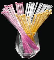 Swizzle Sticks hapray Gold Rosa Prata Glitter x100