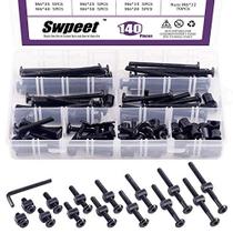 Swpeet 141Pcs Preto M6 15/20/25/30/35/40/45/50/55/60/65/75/80mm Kit de Parafusos de Hardware de Berço, Berço Hex Socket Head Cap Baby Bed Bolt e Porcas de Barril com 1 x Chave Allen Perfeita para Móveis