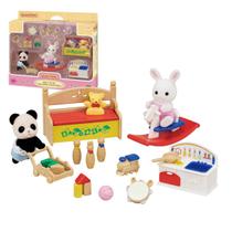 Sylvanian Families Caixa De Brinquedos Dos Bebês Coelho Neve e Panda, Original, Epoch 5709 Sylvanian Families Caixa De Brinquedos Dos Bebês Coelho Neve e Panda, Original, Epoch 5709