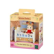 Sylvanian families conjunto bebe coelho chocolate e cama epoch