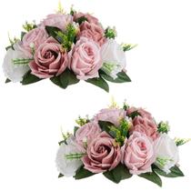 Sziqiqi Pink Flores Artificiales para Decoracion Bola de flores de seda para casamento Peça central de flores de rosas empoeiradas falsas, arranjo floral artificial, peça central, buquê de beijos para festa Sziqiqi Pink Flores Artificiales para Decoracion Bola de flores de seda para casamento Peça central de flores de rosas empoeiradas falsas, arranjo floral artificial, peça central, buquê de beijos para festa