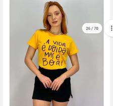 T-shirt A vida é doida Amarela GG