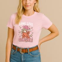 T-shirt Algodão Feminina Estamp Cowgirl Mulher Estrela Chapéu Modinha Cow Agro Hípico Linda