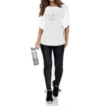 T Shirt Alto Giro Feminina Dry Fit New Tripe 2011731 Branco
