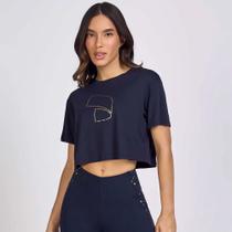 T-shirt Alto Giro Skin Fit Cropped Simbolo Preto