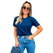 T-Shirt Azul Marinho I Am Loved Manga Lateral