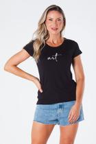 T-Shirt Baby Look Estampa Art Viscolycra Preta T-Shirt Baby Look Estampa Art Viscolycra Preta