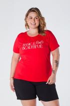 T-Shirt Baby Look Plus Size Estampa Basic and Beautiful Viscolycra Vermelha
