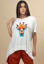 T-Shirt Baby Malha Manga Curta Corte a Fio Off White Girafa - amazonia vital