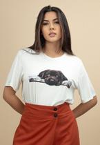 T- shirt Básica Manga Curta Off White Cãozinho