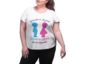 T-Shirt Bata Curta Chá Revelação Guardiã do Segredo Branca T-Shirt Bata Curta Chá Revelação Guardiã do Segredo Branca