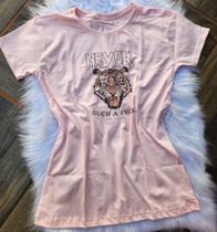 T-shirt Blusinha Feminina Estampa Tigre Camiseta Baby Look