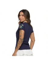 T-shirt Bordada na Manga Camisetas Bordadas Algodão Fio 30 T-shirt Bordada na Manga Camisetas Bordadas Algodão Fio 30