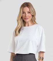 T- Shirt Box Feminina com Strass Dianna Bege