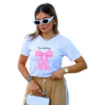 T-Shirt Branca Laço Rosa