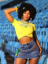 T-Shirt Brasil com Estampa em Relevo Pit Bull Jeans 94069 COR:AMARELOTAMANHO:GG