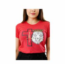 T-Shirt Camiseta feminina moda cristã Cruz Leão - Bella Bajona
