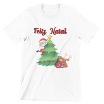 T-shirt Camiseta Infantil Feliz Natal Papai Noel Branca T-shirt Camiseta Infantil Feliz Natal Papai Noel Branca