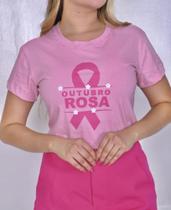 T-shirt Camiseta Outubro Rosa Câncer de Mama Moda Feminina Algodão - Ana B