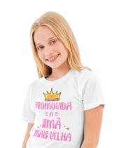 T-Shirt Camiseta Promovida a Irmã Mais Velha infantil Branca