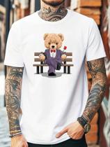T-shirt Casual Ursinho Terno Rosa Algodão Confortável T-shirt Casual Ursinho Terno Rosa Algodão Confortável