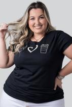 T-shirt coffe preta - plus size