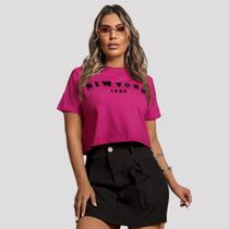 T-shirt Cropped Estampa NY 1990