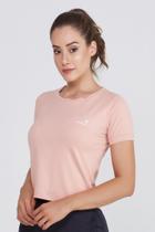 T-Shirt Cropped Fitness Rosê Poliamida UV50 Epulari
