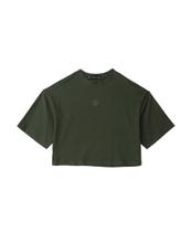T shirt cropped patch verde militar