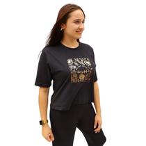 T-Shirt Em Meia Malha Feminina Com Estampa Cereja Rosa 73109