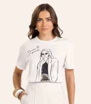 T- shirt em Meia Malha Feminina Endless Bege T- shirt em Meia Malha Feminina Endless Bege
