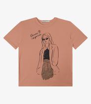 T- shirt em Meia Malha Feminina Endless Marrom T- shirt em Meia Malha Feminina Endless Marrom