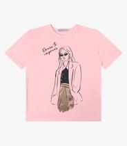 T- shirt em Meia Malha Feminina Endless Rosa T- shirt em Meia Malha Feminina Endless Rosa