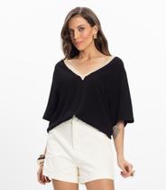 T- shirt em V Feminina Endless Preto T- shirt em V Feminina Endless Preto