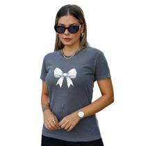 T-Shirt Estonada Preta Laço