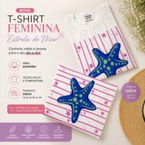 T-Shirt Feminina 100% Algodão Estrela do Mar Casual Confortável Elegante Estilosa Tamanho Único