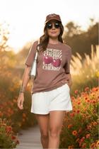 T-Shirt Feminina 100% Algodão Marrom Cherry