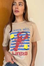 T- Shirt Feminina Bege Lagosta -Hamitie T- Shirt Feminina Bege Lagosta -Hamitie