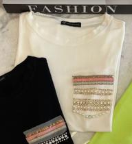 T-shirt feminina blusa camiseta bordada boutique beijo pintado T-shirt feminina blusa camiseta bordada boutique beijo pintado