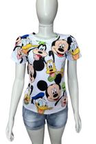 T-shirt Feminina Camiseta Estampada Desenho Animado Turma Do Mickey