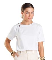 T- Shirt Feminina Com Detalhe em Nó Dianna Branco